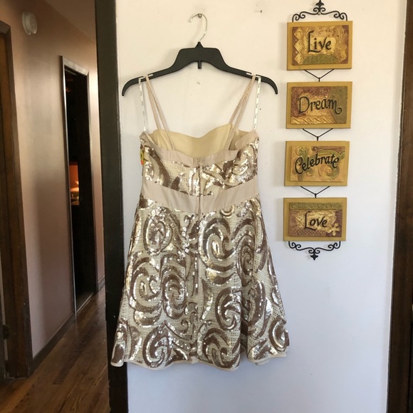 Cream & rose gold sequin dress - Picture 4 of 12